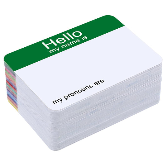200 Pcs Hello My Pronouns are Sticker Decal Vinyl Stick on Name Tag Stickers Removable Blank Adhesive Name Tags for Kids Adults Conference Schools Party Badge Identification Label (Multicolored) Multicolored