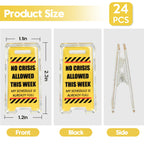 24 Pack Funny Office Desk Signs, Mini Acrylic Yellow Caution Desk Signs