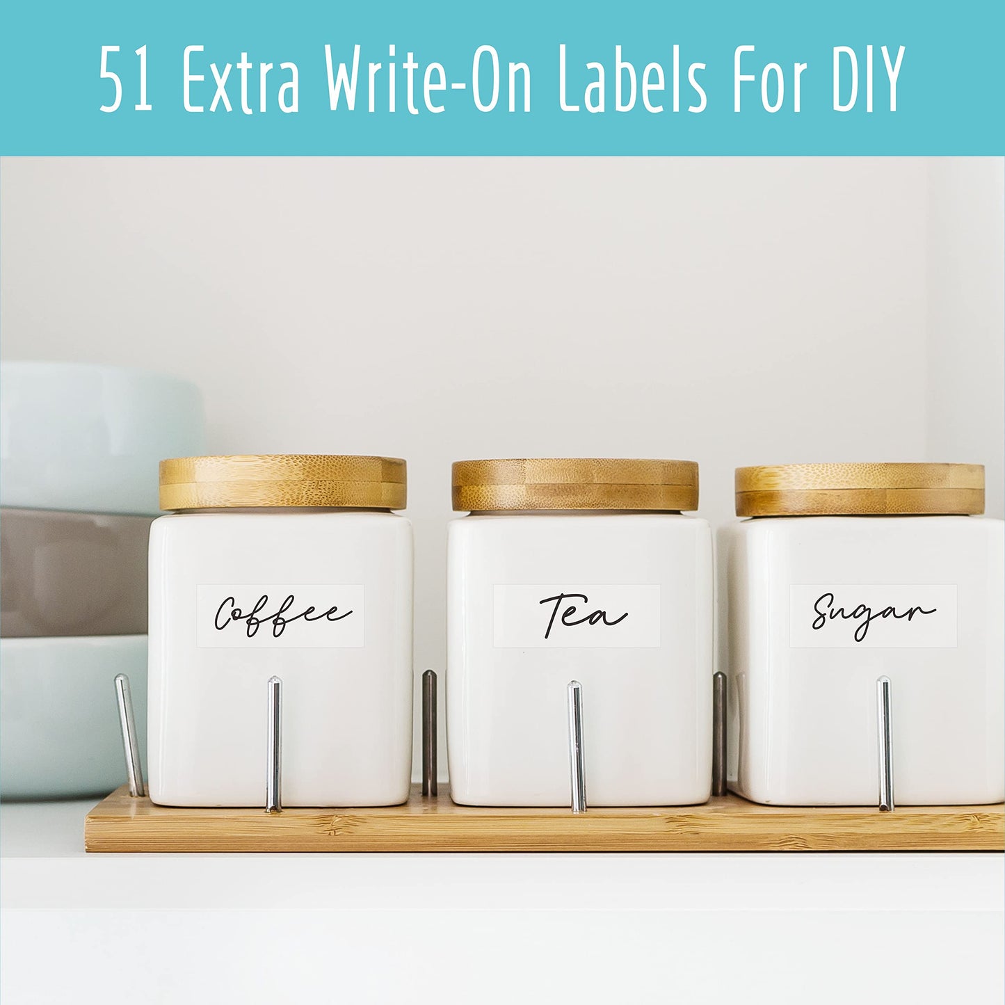 Hebayy 612 Script Pantry Food Labels, Water & Oil Resistant Pantry Label Stickers Food Jar Label for Organization and Storage Style 1