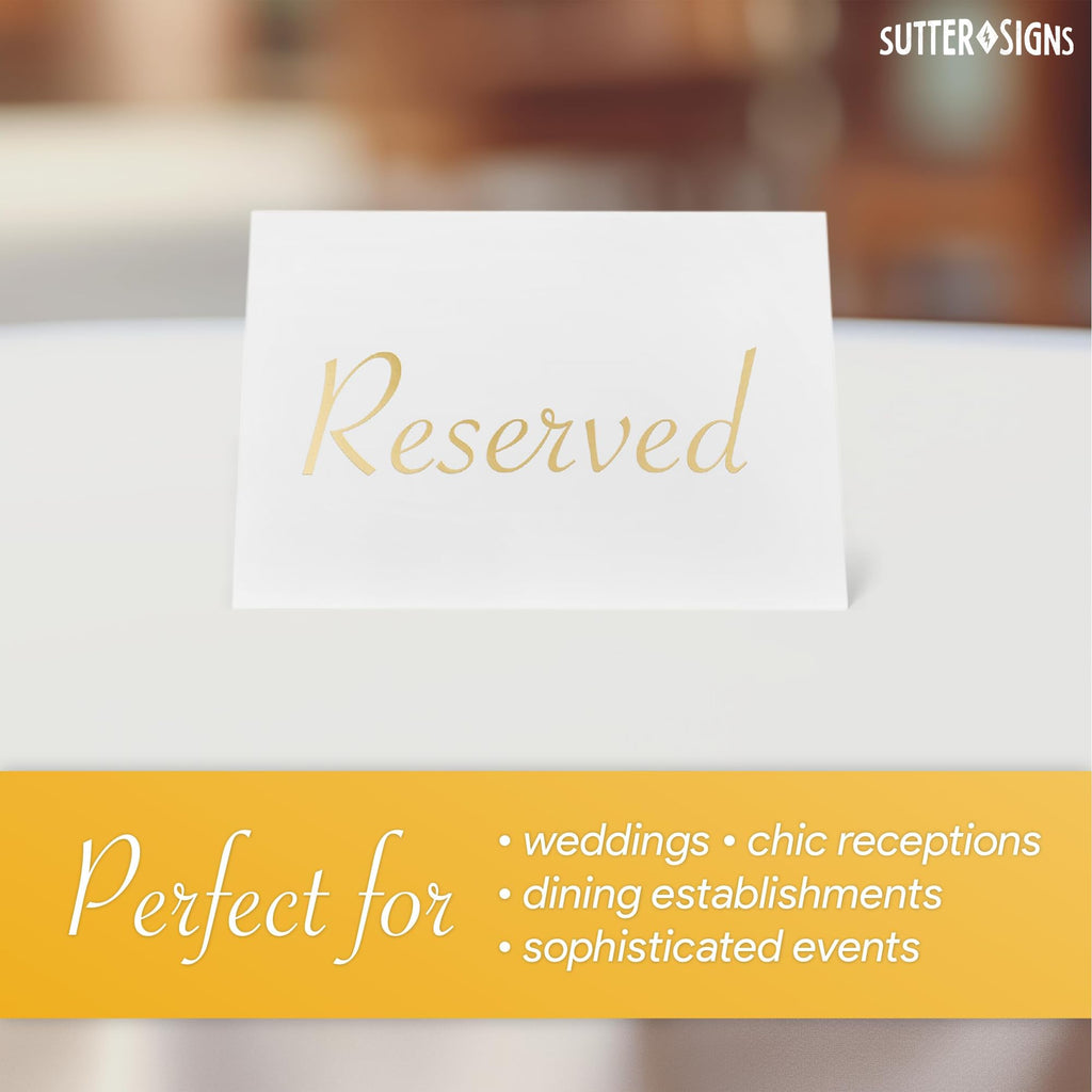 Reserved Table Signs for Wedding 20 Pack Elegant Gold Place Cards 3x4