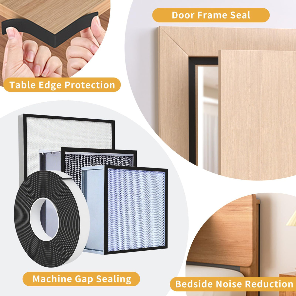 1/2 in Wide x 1/8 in Thick x 33FT Window Sealing Tape,Weather Stripping Door Seal,Foam Insulation Tape,Single-Sided Self-Adhesive Foam Strips,Black 1/2 IN x 1/8 IN x 33FT Black