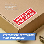 1.25 x 4 Inch, REFRIGERATE Upon Arrival Labels, Red, 4 Packs