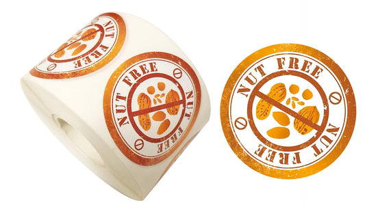Nut Free Stickers Food Allergy Rotation Labels 1.5 Inch Round Circle Dots 500 Adhesive Stickers