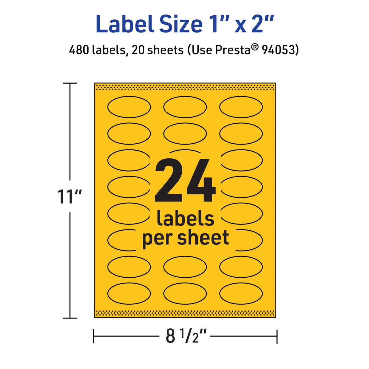Avery Printable Oval Labels, Sure Feed Technology, 1" x 2", Bright Yellow Labels, Print-to-The-Edge, Laser/Inkjet Printable, 480 Total, Great for Soaps and Candles 480 labels