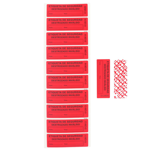 100Pcs Tamper Evident Security Stickers 1x3 inch Spanish Red Complete Transfer Tamper Proof Labels Safety Torn up Invalid Seals Tape (Red)