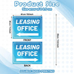 Ripeng 3 Pcs Leasing Double Sided Yard Signs with Arrow 16 x 12 Inch Yard Signs with Stakes for Outdoor Office Retail Store Restaurant Bar Hotel(Leasing Office) Leasing Office