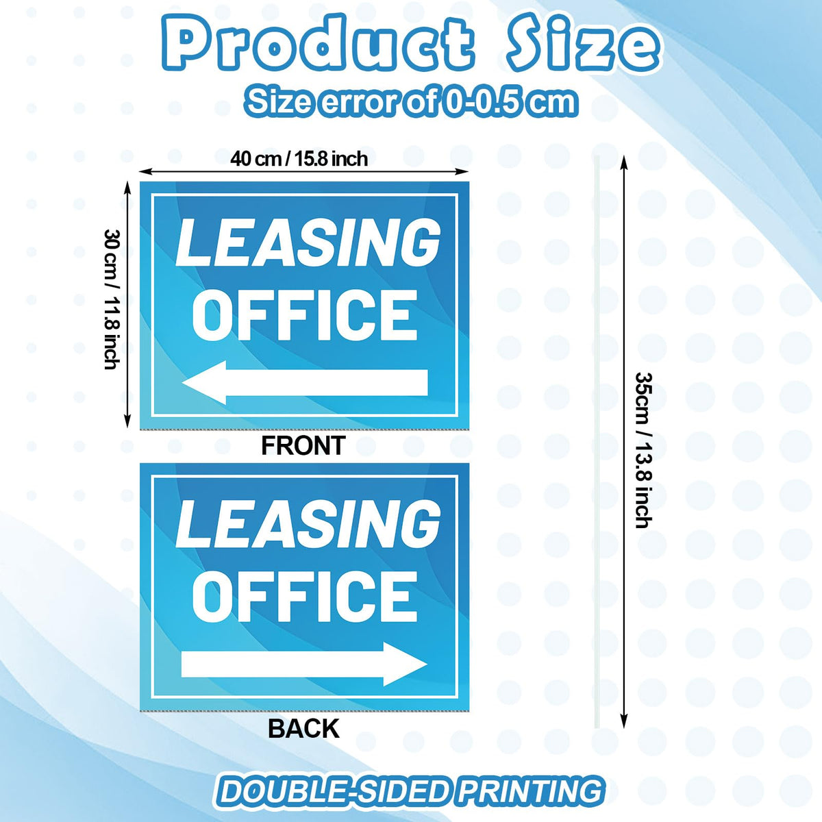 Ripeng 3 Pcs Leasing Double Sided Yard Signs with Arrow 16 x 12 Inch Yard Signs with Stakes for Outdoor Office Retail Store Restaurant Bar Hotel(Leasing Office) Leasing Office