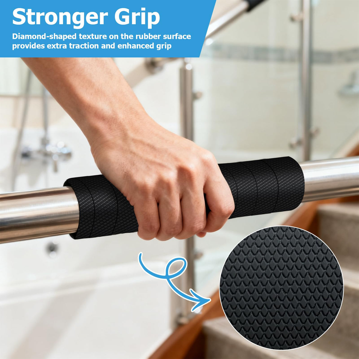 Rubber Grip Tape for Handles, Ultra-Thin Strong Adhesive Non-Slip Tape, Waterproof Heat Resistant Cushion Pad, Versatile making Grip and comfort in hands(Black, 1In x 10Ft) 1in×10ft