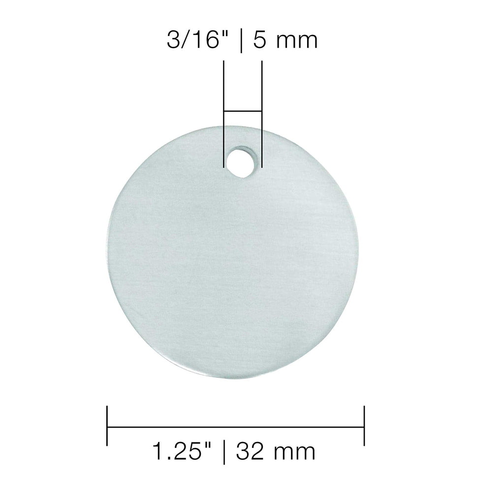 CH Hanson Metal Stamping Blanks - 1-1/4" Blank Tags with Holes, Name & Pet Tags, Label Equipment - Model 1090A, Durable 18-Gauge Aluminum (100 Count)