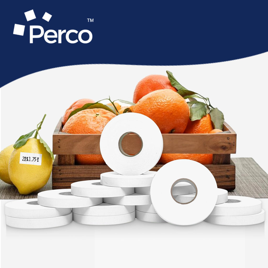 Perco White Pricing Labels - 17,000 Blank Pricing Labels for Motex MX-2200 and Monarch 1110 Price Gun with Ink Roll Included - 16 Rolls Value Pack, 1 Sleeve - Made in USA