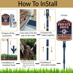 2 Pack 48 Inches Yard Stake for Outdoor Lawn 4ft Metal Sign Holder Durable Posts for Outside Traffic Road Street Driveway Parking Stop Stand Durable Fits Signs 10 to 18 Inch Adjustable Blue