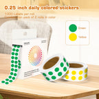 0.25 Inch Small Round Stickers Dot Stickers, 2000 PCS Color Dots Green Yellow 2 Rolls-2000PCS