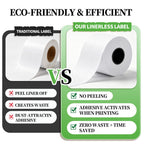 3 1/8" x 170' Sticky Thermal Paper, 6 Rolls, Linerless, BPA Free