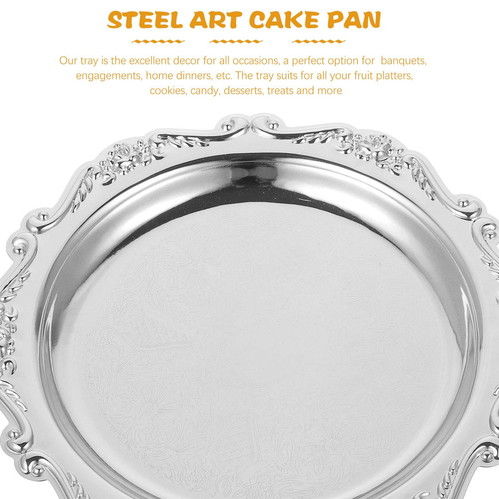 PRETYZOOM Silver Iron Serving Tray 20.00X20.00X1.50cm Decorative Tray
