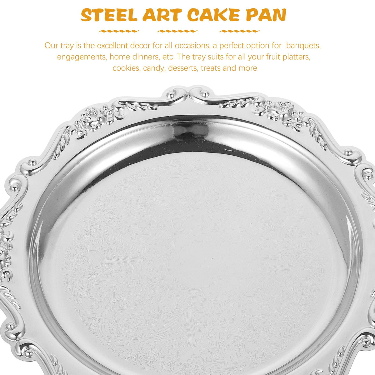 PRETYZOOM Silver Iron Serving Tray 20.00X20.00X1.50cm Decorative Tray