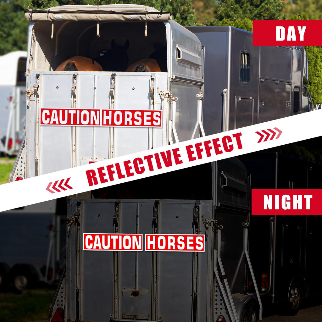 4 Pcs Caution Horses Trailer Decals, Reflective Warning Stickers