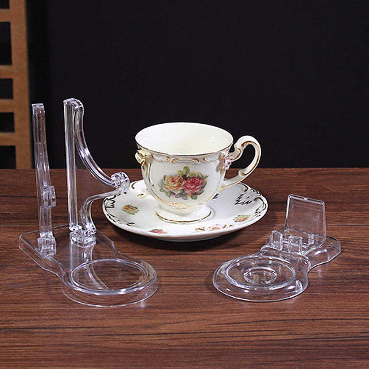 Tea Cup and Saucer Display Stands Coffee Teacups Shelf Display Rack High Legs 4 Packs