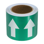 PATIKIL Directional Flow Arrow Tape 4" x65', Adhesive Pipe Identification Marking Stickers for Pipe Flow Labeling, White on Green 4"x65'
