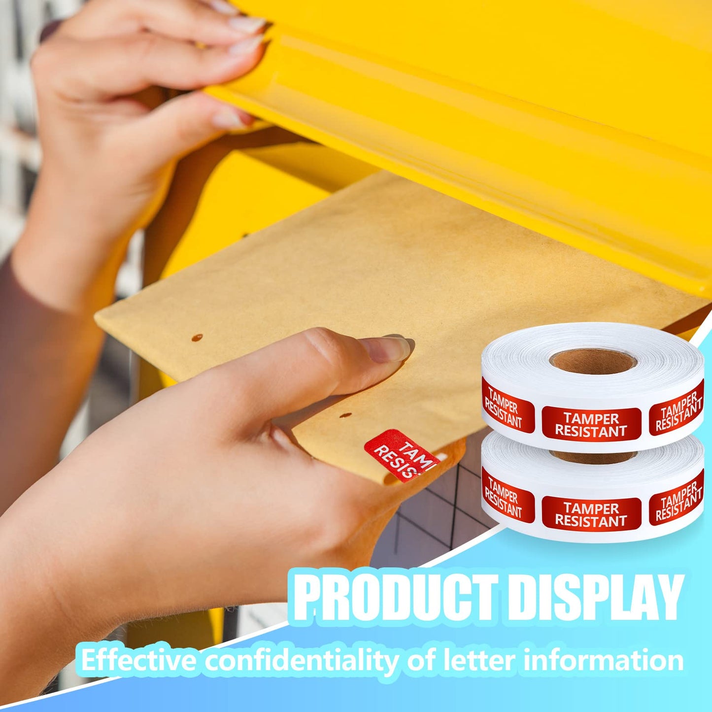 Gueevin 1000 Pcs Tamper Resistant Metallic Labels Adhesive Stickers, 0.5 x 1.5 Inches Tamper Evident Tape Holographic Seal for Box Mailing Packaging Sealing Delivery Office Home Supplies