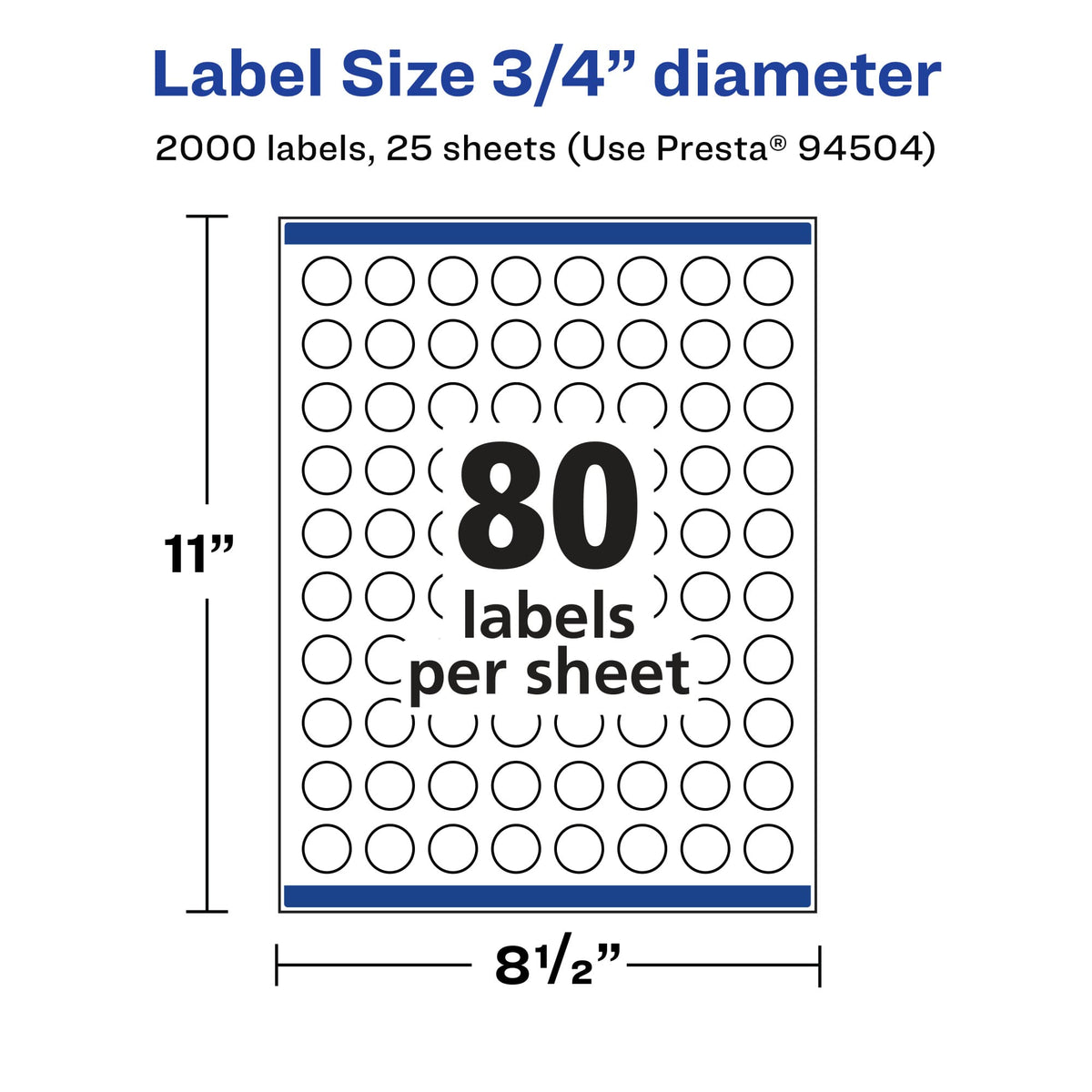 Avery Matte White Removable Round Labels, Sure Feed Technology, Print-to-The-Edge, 0.75" Diameter, 2,000 Removable Labels, Laser/Inkjet Printable 2,000 labels