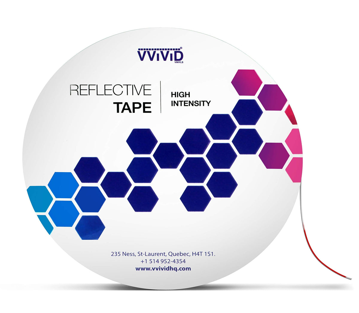 VViViD High-Intensity Reflective Red and White Striped Self-Adhesive Conspicuity Tape 2 Inch by 25 Foot Roll