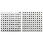 Vinyl Number Sticker 1-200, White on Black, 20 Sheets, 0.4 Inch Round, Self-Adhesive, Waterproof, Indoor Use, 2000 Pieces in Total