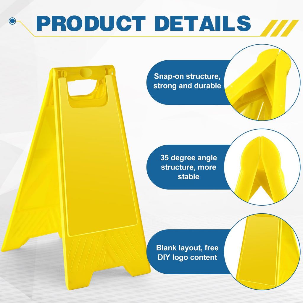 2 Pack 24" Height Blank Floor Sign Yellow A-frame Foldable Caution Sign Stick/Write-on Double Sided Safety Warning for Pool Restaurant Restroom Office 2 24 x 11. 6 Inch