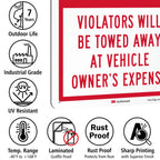 SmartSign 2-Pack 'No Overnight Parking Violators Towed Away At Vehicle Owner's Expense' Sign, 10" x 14", 40 mil Aluminum, 3M Laminated Engineer Grade Reflective Material, Red and White, Made in USA Pack of 2