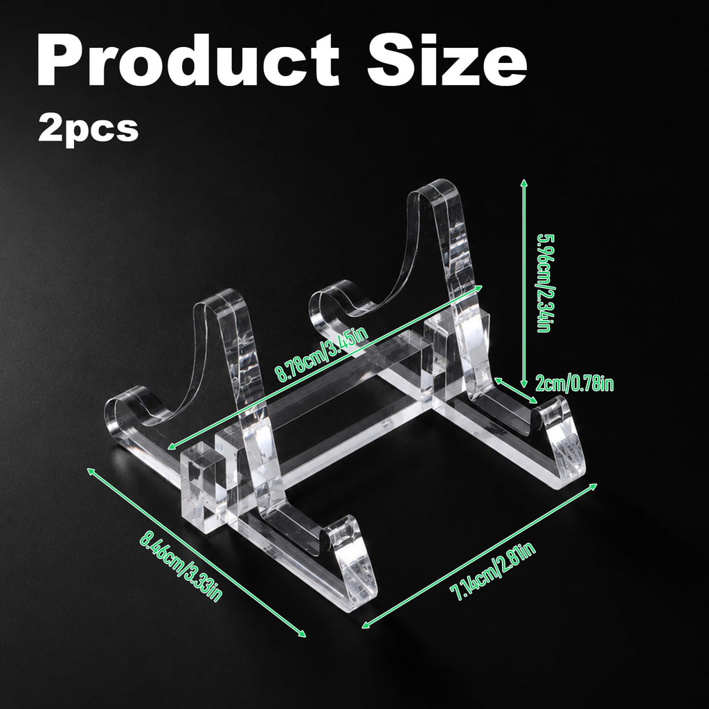 2-Pack Clear Acrylic small plate stands for display 2.36 Inch