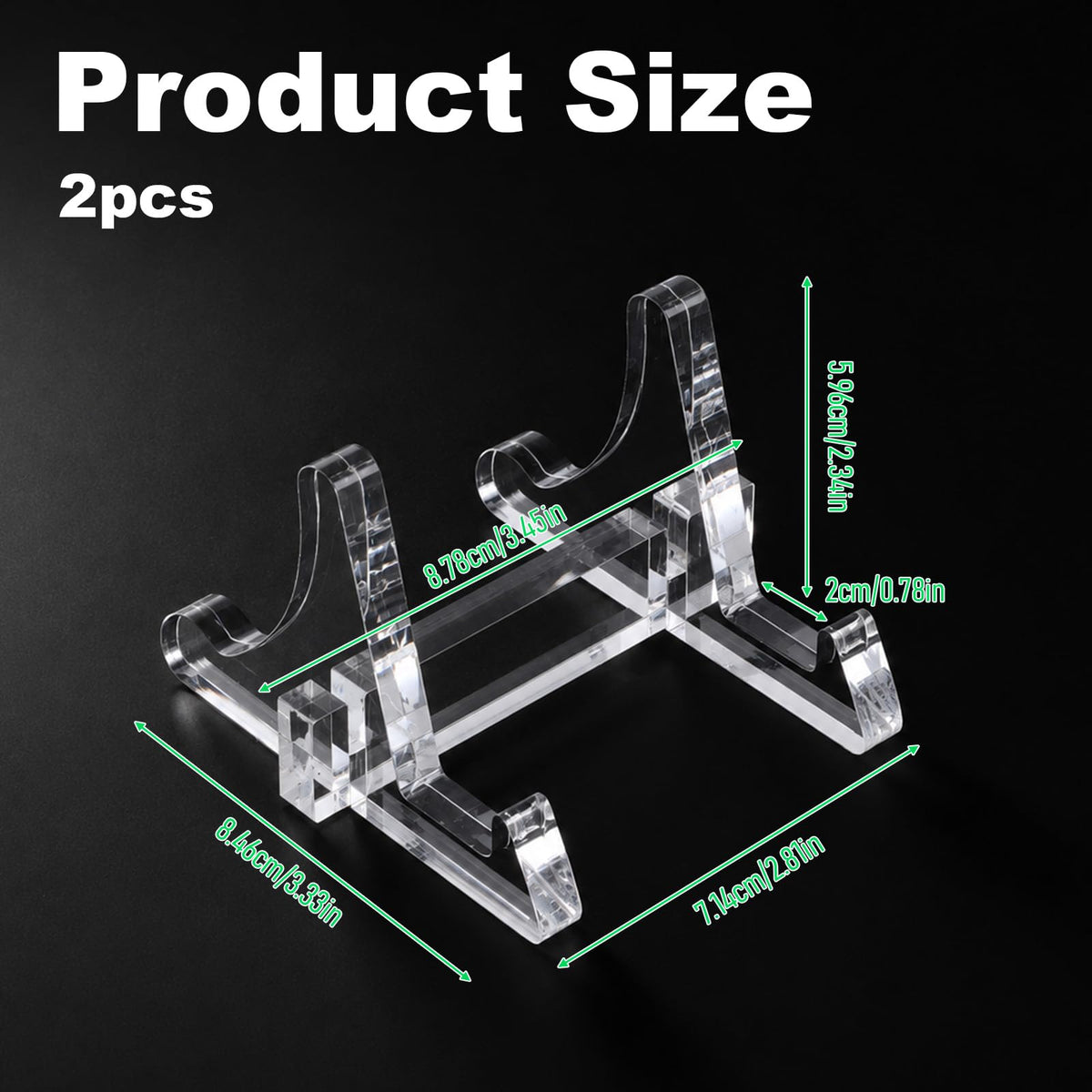 2-Pack Clear Acrylic small plate stands for display 2.36 Inch