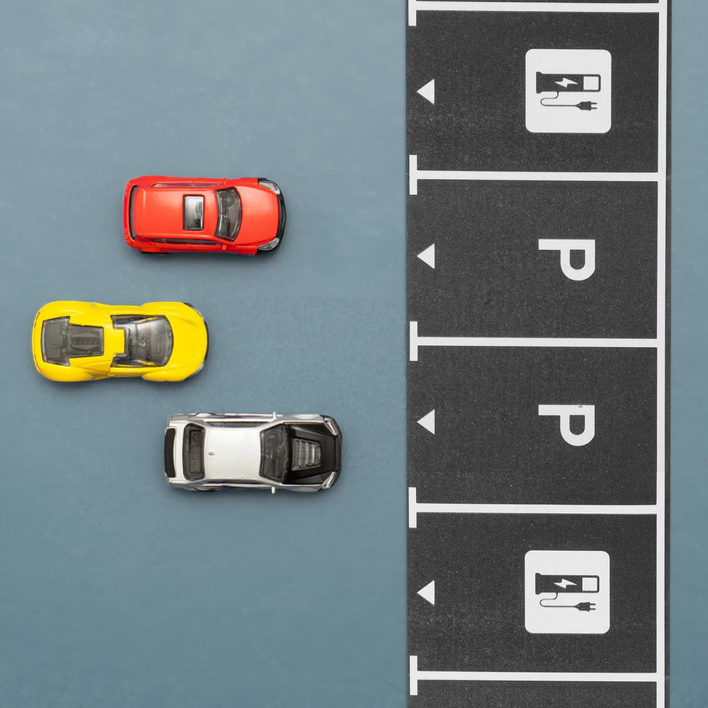 jojofuny Miniature Parking Lot Tape 1 Roll Adhesive Parking Space Tape for Kids DIY Micro Lot Design Prop Includes Traffic Signs and Road Markings Enhances Creativity and Family Interaction