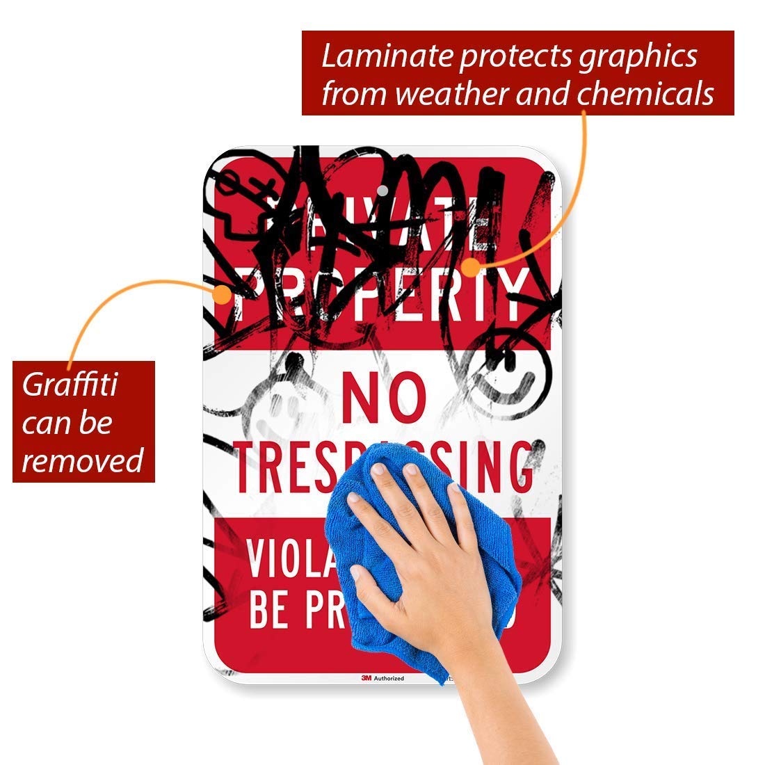 SmartSign Private Property No Trespassing Sign, Violators Prosecuted Sign, 12 x 18 Inches 3M High Intensity Grade Reflective Aluminum, USA Made 12" x 18"