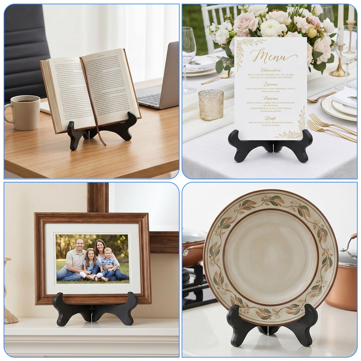 4 Pack Small Plate Holder for Display, Decorative Plate Stand