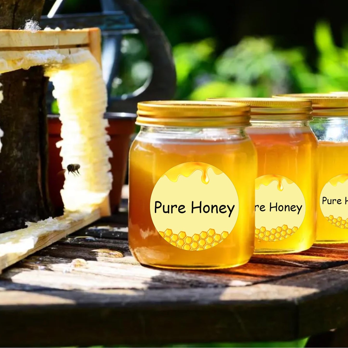 Direct Thermal Label Stickers Honey Themed Personalized Honey Labels 2 Inch - Honey Jars and Bottles Labels Honey Farm Kitchen Name Small Business Thermal Stickers for Honey Quart Jars 500 Pcs