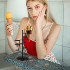 Cabilock Iron Ice Cream Cone Holder Stand 5-Hole Black