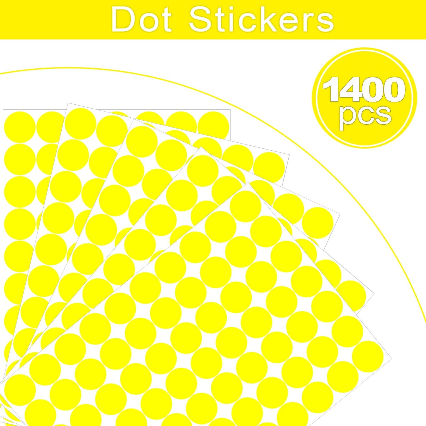 1400 PCS Dot Stickers Yellow 1 Inch Round Color Coding Labels Polka Circle Dot Label Sticker for Office,Classroom,Papers Etc Yellow/1400pcs