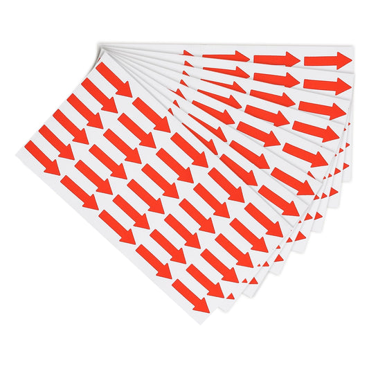 PATIKIL Small Arrow Sticker Label 1.2x0.5, 450 Pcs Adhesive Color Coding Sign Decal for Gas Flow Direction Inspection Defect Marking, Red