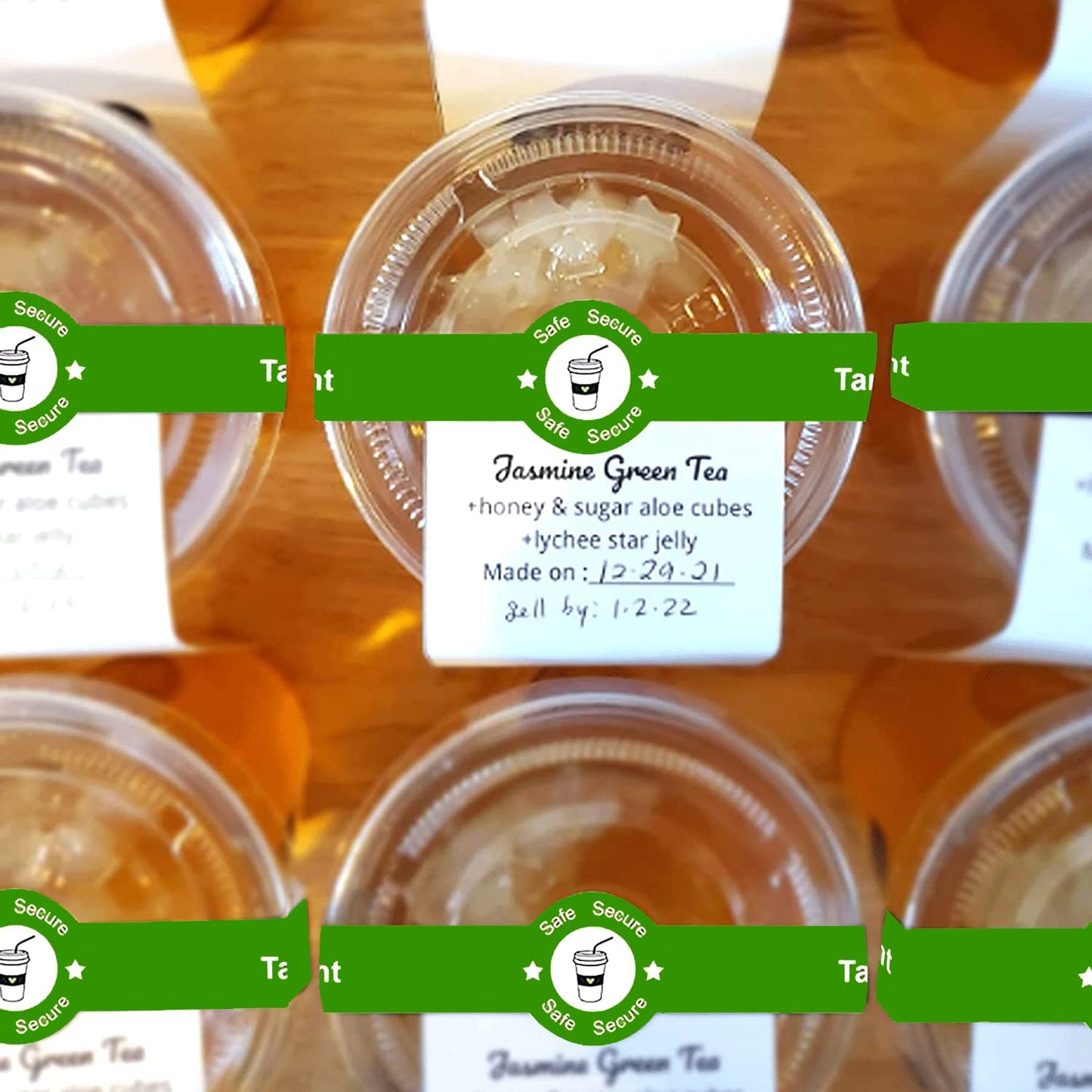 Safe Secure Tamper Evident Seals Stickers for Drink Lids 1"x 9"Tamper Proof Stickers-500Pcs Food Delivery Stickers Sealed for Freshness Labels Drink Food Coffee Milk Tea Ice Cream Safety Seal Stickers 1 X 9 Inch Green