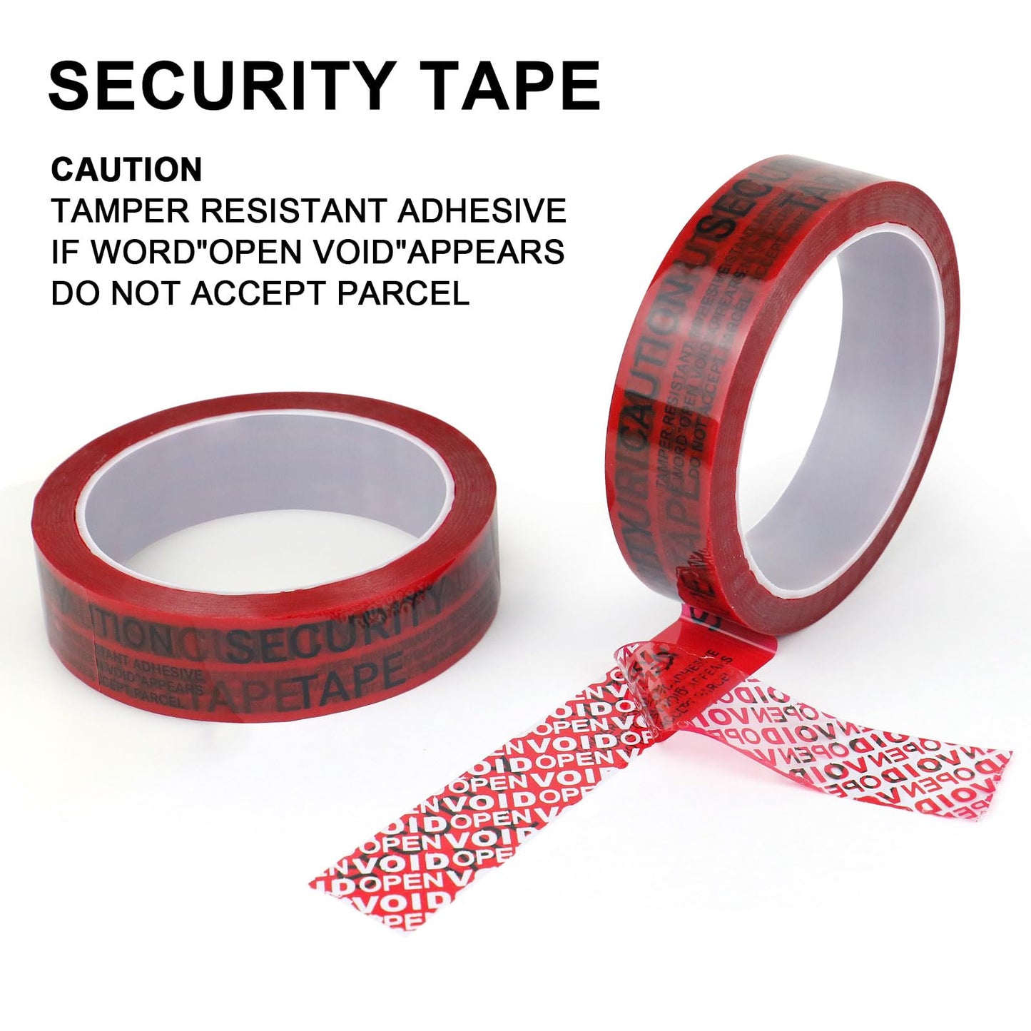 BOMEI PACK Transfer Tamper Evident Security Seal Tape,2 Mil x 1 Inch x 55 Yards,Tamper Proof Packing Tape,Transfer Tamper Void Tapes Red for Evidence Box, Envelope, Shipment