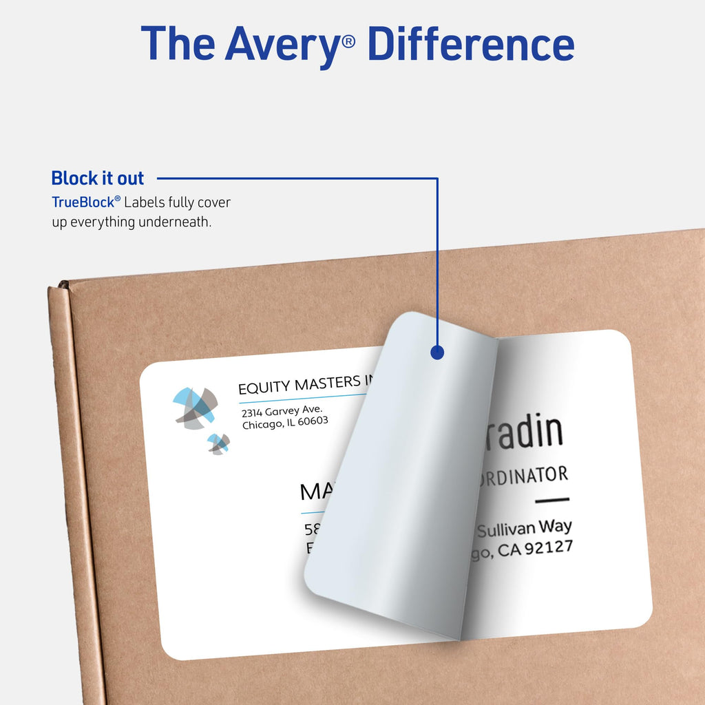 Avery Half-Sheet Printable Shipping Labels, 5.5" x 8.5" Customizable Stickers, White, 50 Blank Mailing Labels, Great for Mailing, Shipping, Organizing, and More (8126) 50 Count