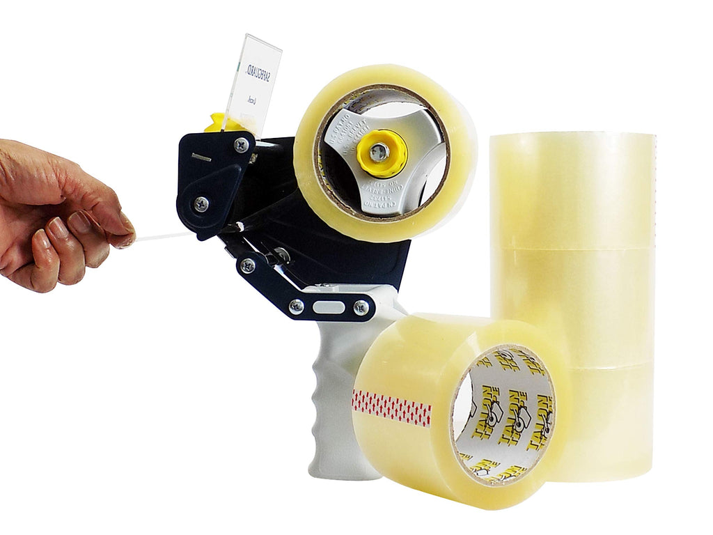 WOD Metal Frame Handheld Carton Sealing Tape Gun Dispenser with Adjustable Brake - Fits Tape 3 inch Wide - Industrial Packaging Tape Gun for Shipping, Moving, & Box Sealing For tape up to 3" wide