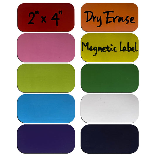 Mr-Label – 60 Pcs 2"x4" Dry Erase Magnetic Labels – Reusable Write on Magnets Sticker for Whiteboard|Fridge|Locker|Shelf -Waterproof Magnetic Name Tags for Class Room|Office|Education-10 Colors
