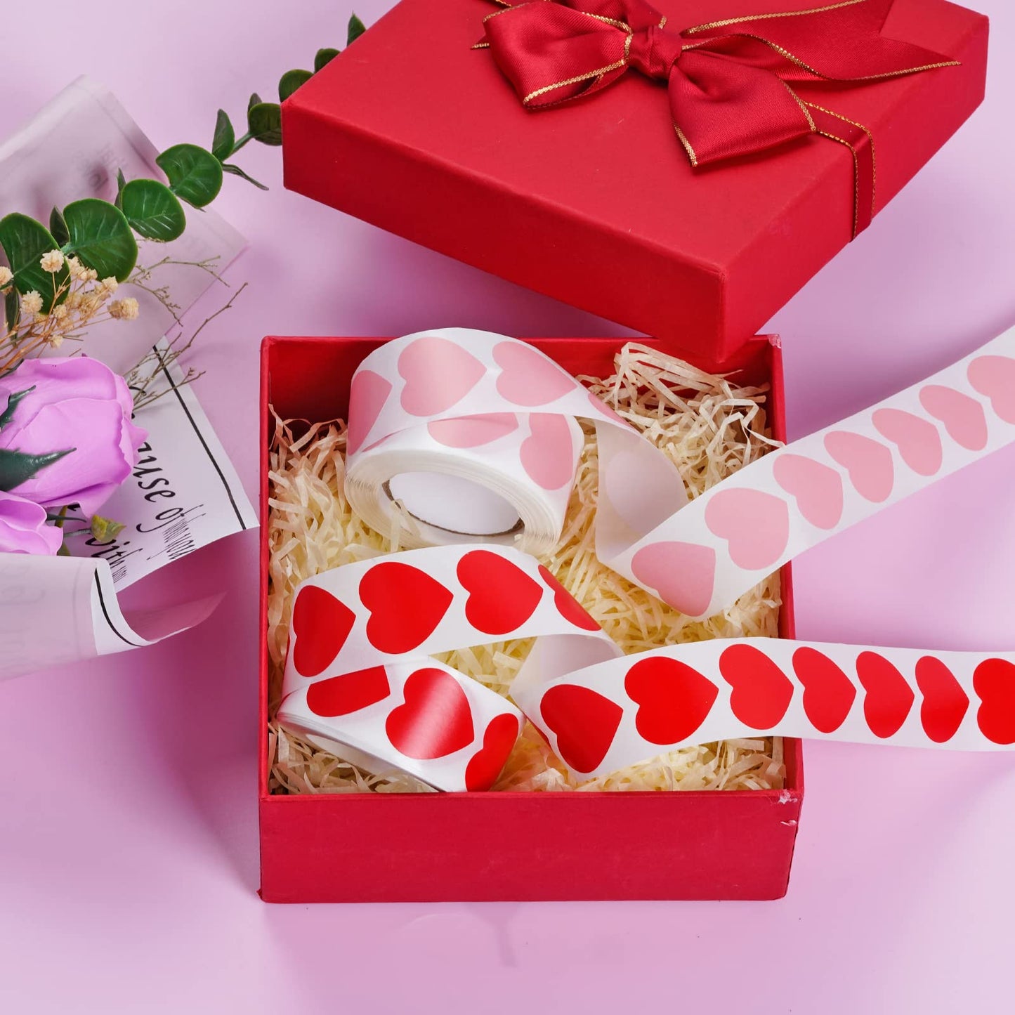 Dxhycc 1000 Pieces Heart Stickers Red Pink Heart Shaped Sticker Labels Valentine's Love Decorative Stickers for Valentine's Day, Wedding, Mother‘s Day, Gifts Decoration