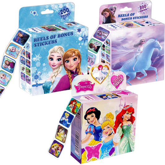 600 Pcs Roll Kids Sticker, 3 Pack in 30 Designs,1-1/2 Inch Self Adhesive Label Cartoon Stickers for Kids Teacher Blue