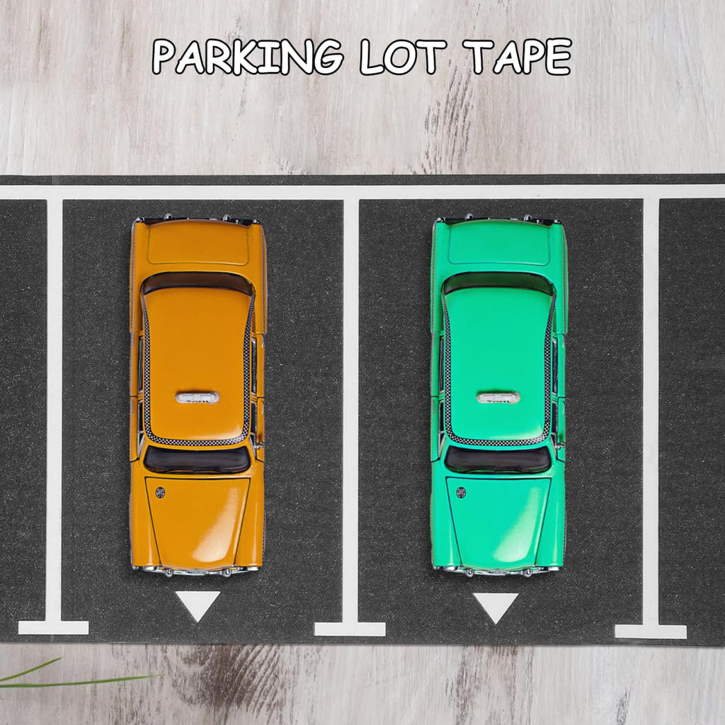 jojofuny Miniature Parking Lot Tape 1 Roll Adhesive Parking Space Tape for Kids DIY Micro Lot Design Prop Includes Traffic Signs and Road Markings Enhances Creativity and Family Interaction