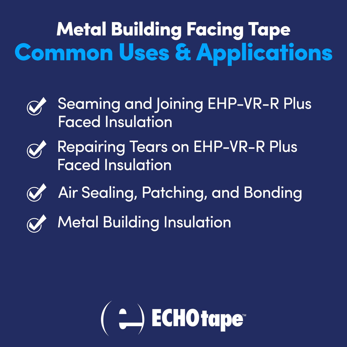 ECHOtape FS-G7739 | All Weather Lamtec EHP VR-R Plus Facing Tape | Metal Building Insulation Tape | White Seam and Repair Tape | Cold Weather Acrylic Adhesive | Contractor Tape | 2.83 in x 50 yds 2.83 in x 50 yds / 72mm x 45.72m