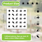 500Pcs Wedding Food Stickers Meal Stickers for Food Fish Lobster Crab Shrimp Stars Pattern 0.8 Inch Black Wedding Menu Indicator Decal Plastic Waterproof Label for Place Card Party Supplies Black-2