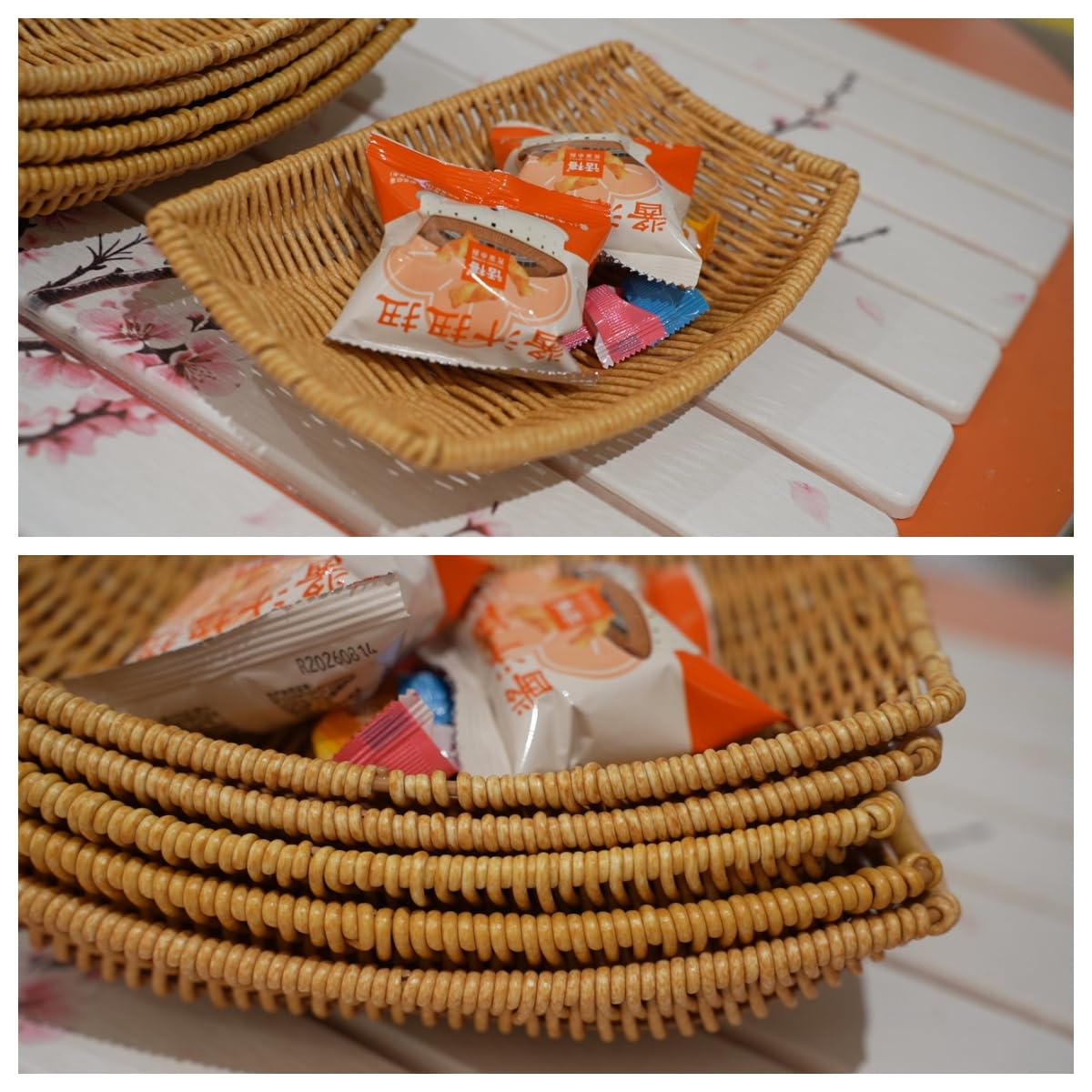 6 Pack Imitation Rattan Ship Type Baskets and 100 Deli Wrapper Paper 6