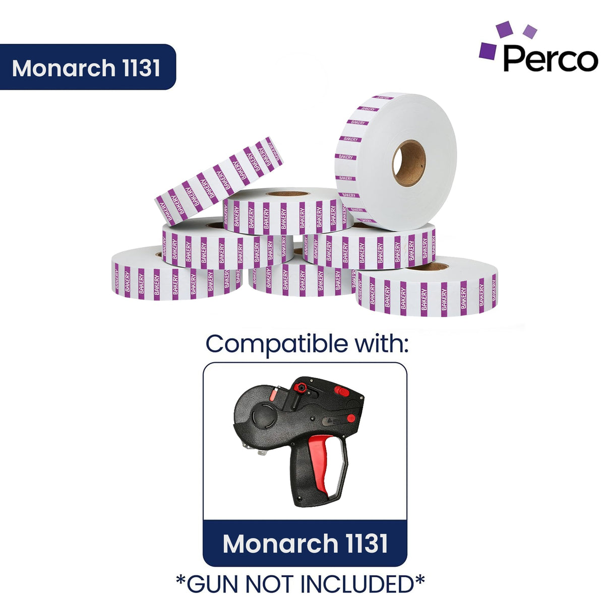 Purple Reverse Print on White Bakery Labels for Monarch 1131-20,000 Labels w/ 8 Rolls Value Pack, 1 Sleeve - Made in USA
