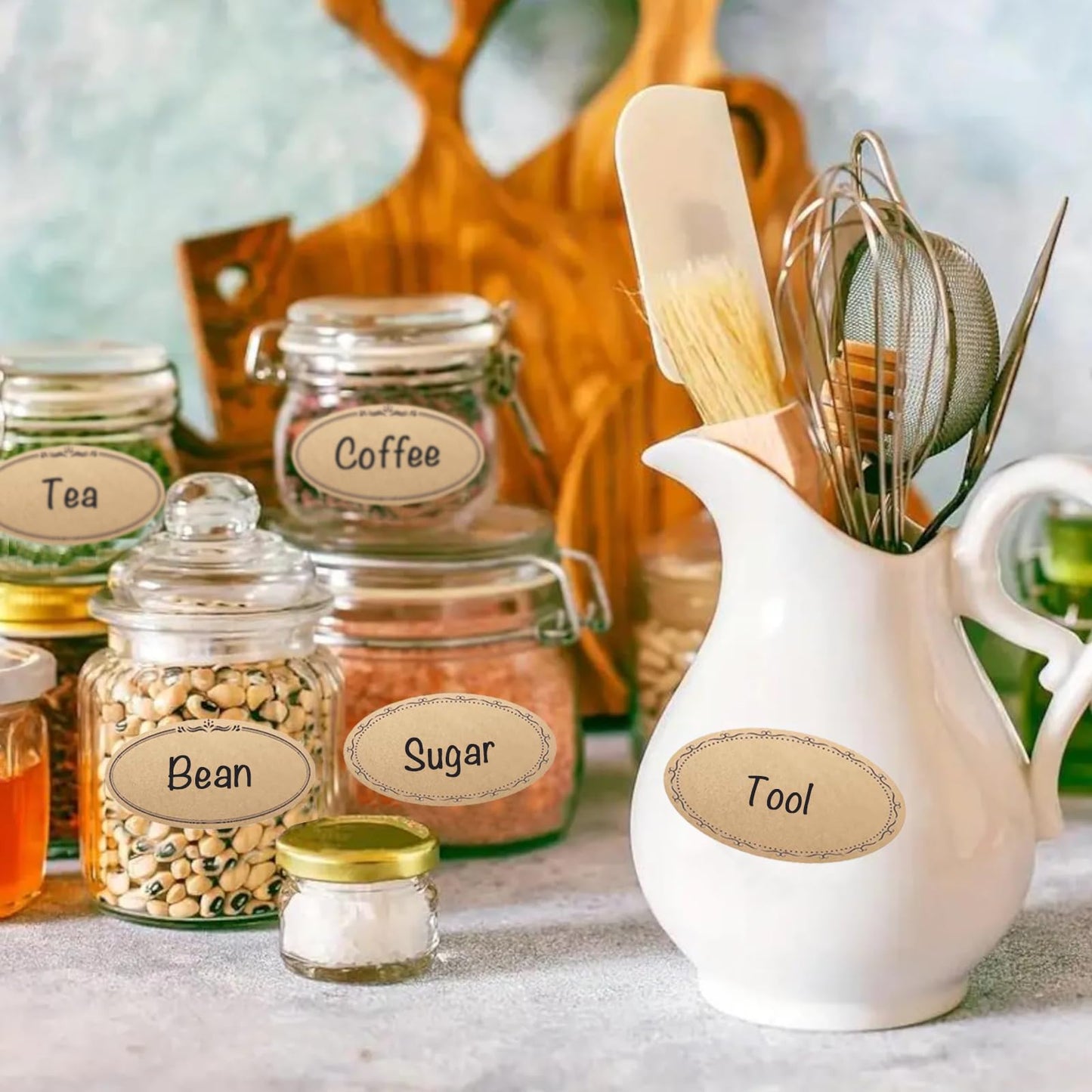 500Pcs Mason Jar Labels, Canning Labels for Food Containers, 4 Styles Canning Labels for Jars & Lids, 1.4 x 2.5 inch Stickers Spice Kitchen Pantry Restaurant Storage Organization